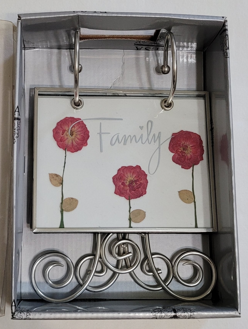 ELSA Foldable Flip Album, Easel, Pressed Flowers, Silver & Glass, NEW
